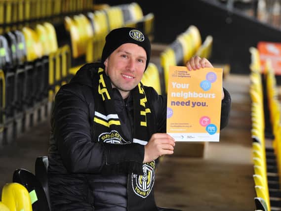 Iain Service, community development manager at Harrogate Town AFC. The club's support for HG Lockdown Fest has raised thousands of pounds for NHS Harrogate Hospital.