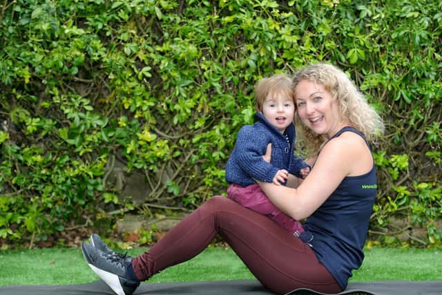Instructor Nina Meads, pictured with son Luca, has taken her MummyFIT classes online after lockdown meant the group of mums and mums-to-be were unable to meet up in person for workouts.