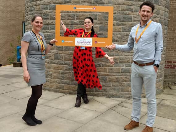 Launching the new online raffle for the NHS - Harrogate Hospital & Community Charity's fundraising team. From left: Yvonne Campbell, Sammy Lambert and Dan Thirkell.