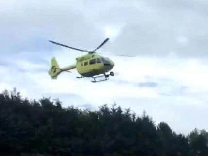 An air ambulance at Lightwater Valley in 2019 after a seven-year-old boy fell from a rollercoaster. PA photo.