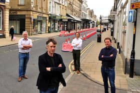 Leading traders from Independent Harrogate group pictured this week in James Street which has seen parking banned to create space for social distancing. From left Ben Ogden, Nicholas Richardson, Robert Ogden and Robert Kennedy. (Picture Gerard Binks)
