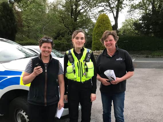PCSO Emily Hewitson with Grassington Mobile Rural Watch volunteers.