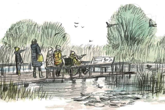 How the pond will look at Long Lands Common in Harrogate. (Illustration by James McKay)