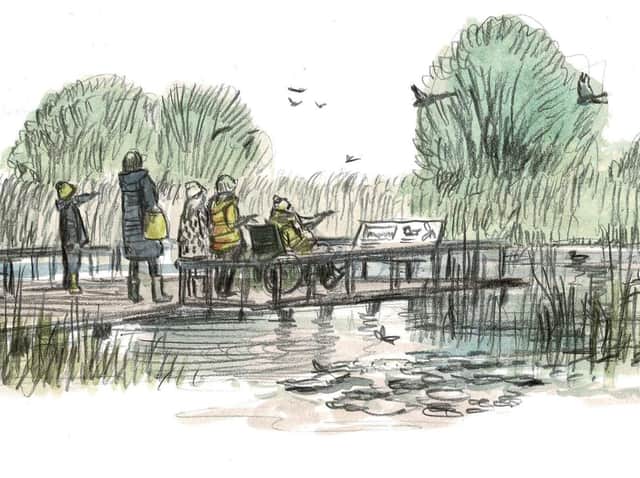 How the pond will look at Long Lands Common in Harrogate. (Illustration by James McKay)