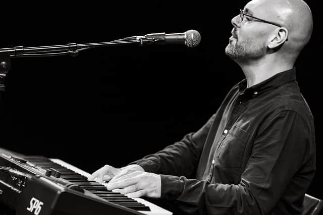 Soulful keyboard/vocalist Dan Burnett paid tribute to Guitarzone shop's contribution to the Harrogate scene
