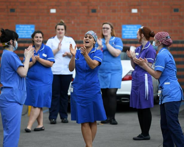 The clap for carers at Leeds General Infirmary on May 28. Picture: Jonathan Gawthorpe