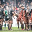 Castleford Tigers and Warrington Wolves players prepare to scrum down in 2018. (Allan McKenzie/SWpix.com)