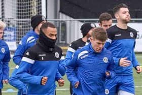 Harrogate Town players training at the CNG Stadium. Picture: Matt Kirkham