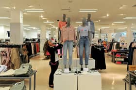 Harrogate stores prepare to open from lockdown safely. Pictured here is staff member Jo Fowler preparing the clothes department at Marks and Spencers store on Cambridge Street in Harrogate earlier in the week. (Picture Gerard Binks)