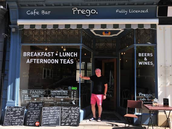 Opening for takeway food and drink in Harrogate - Bryn Lachwatsky owner of Prego cafe on Montpellier Parade.