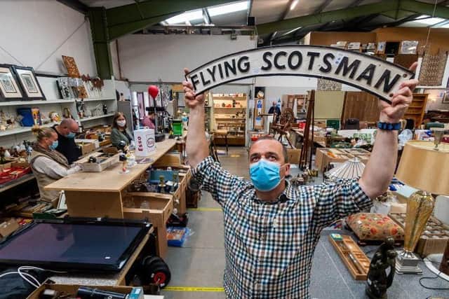 Michael Johnson with Flying Scotsman memorabilia. Picture: James Hardisty.