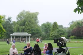 People enjoying Valley Gardens in Harrogate.