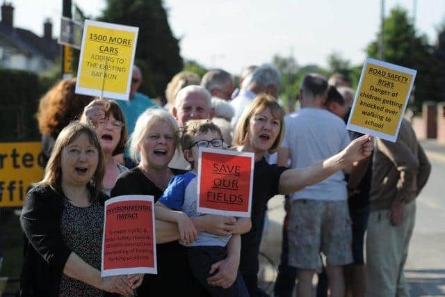 Residents of the Kingsley area of Harrogate protesting about new housing in their area.