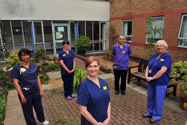 The Day Surgery Unit Team at Harrogate District Hospital front Jane Waton with from left Anie Abraham, Melanie Ball, Richard Dalton and Linda Spruce
