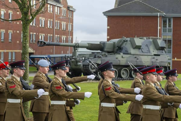 Junior soldiers on parade at the Army Foundation College at Penny Pot Lane in Harrogate.