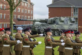 Junior soldiers on parade at the Army Foundation College at Penny Pot Lane in Harrogate.