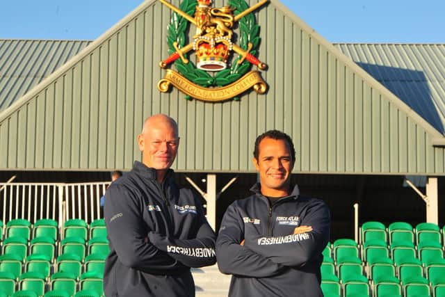 Lieutenant Colonel Richard Hall MBE, left,  and Alex Walsh, part of the Force Atlantic team at Harrogates Army Foundation College who have completed the Talisker Whisky Atlantic Challenge. (Picture Gerard Binks)