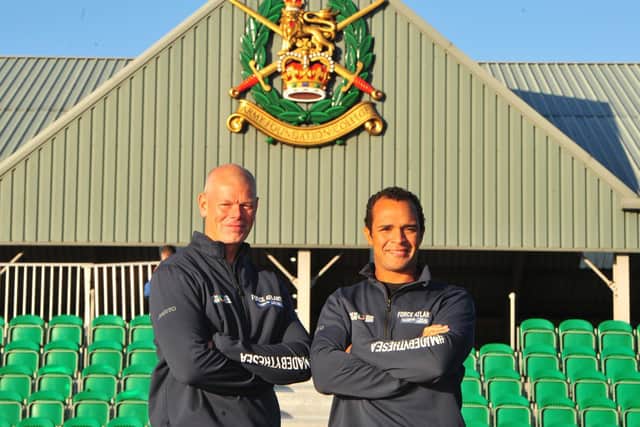 Lieutenant Colonel Richard Hall MBE, left, and Alex Walsh, part of the Force Atlantic team at Harrogates Army Foundation College who have completed the Talisker Whisky Atlantic Challenge. (Picture Gerard Binks)