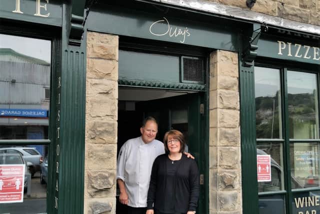 Julie and Mike Blacker are pictured outside Olley’s Italian restaurant in Pateley Bridge.