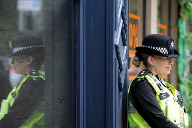 More police officers are stationed in Harrogate as the evening draws in on 'Super Saturday'.