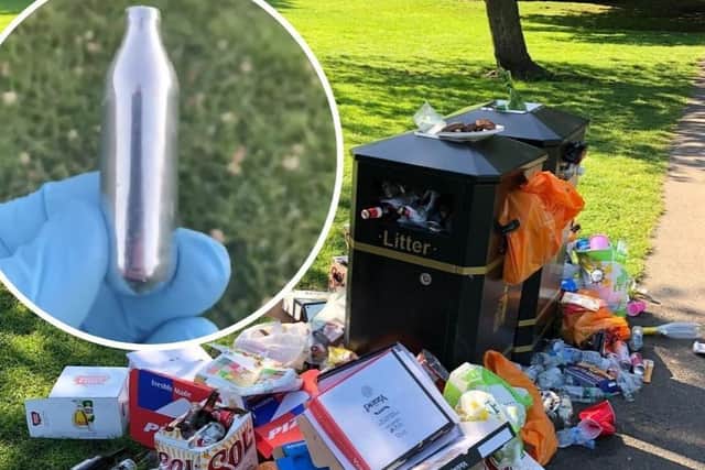 The litter left at the Stray included alcohol bottles, takeaway boxes and drugparaphernalia.