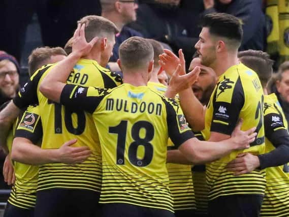 Harrogate Town were second in the National League when 2019/20 was suspended due to the coronavirus crisis and are now preparing to compete in the play-offs. Picture: Matt Kirkham