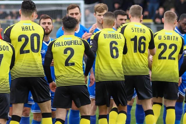 Harrogate Town will play either Boreham Wood or FC Halifax Town for a place in the National League play-off final at Wembley. Picture: Matt Kirkham