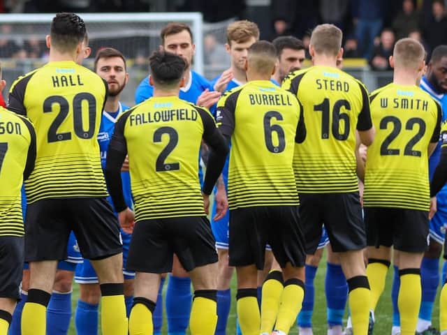 Harrogate Town will play either Boreham Wood or FC Halifax Town for a place in the National League play-off final at Wembley. Picture: Matt Kirkham