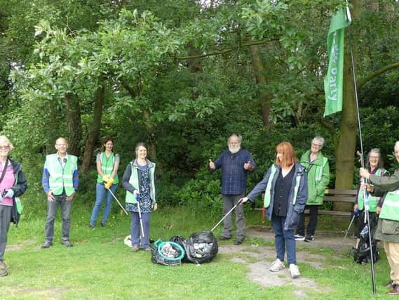 Hard-working members of Harlow Greens, part of Harrogate District Green Party, who held their Summer Spruce-up on Harlow Hill at the weekend.