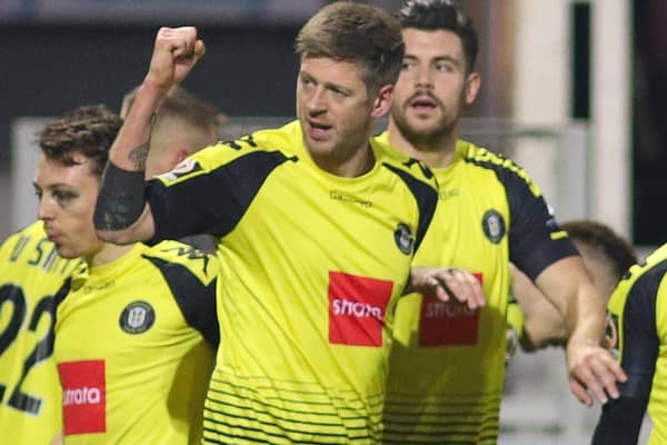 Jon Stead celebrates one of the seven National League goals he has scored for Harrogate Town thus far in 2019/20. Picture: Matt Kirkham