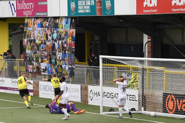 Harrogate Town in action against Boreham Wood on their 3G pitch at the CNG Stadium. Picture: Getty Images