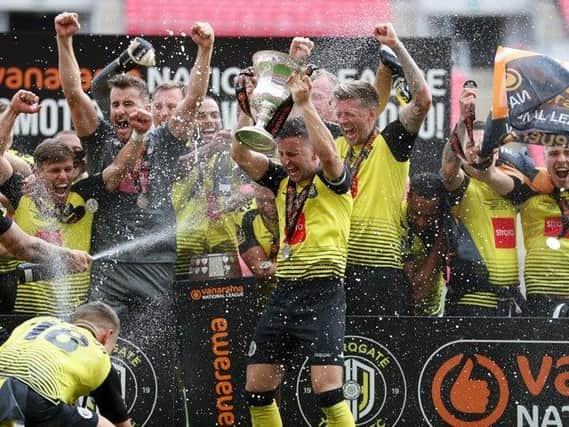 Harrogate Town beat Notts County at Wembley to secure promotion and are now planning a celebration this weekend.