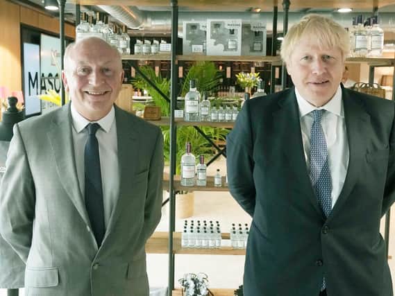 Philip Allott, the Conservative Candidate for North Yorkshire for May 2021s Police, Fire and Crime Commissioner elections with Prime Minister Boris Johnson.