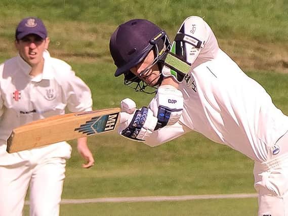 Henry Thompson hit a half-century for Harrogate CC, but couldn't save his side from defeat. Picture: Richard Bown