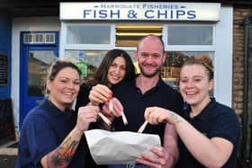 Supporting elderly residents during Covid - The hard-working team at fish and chip shop Harrogate Fisheries.