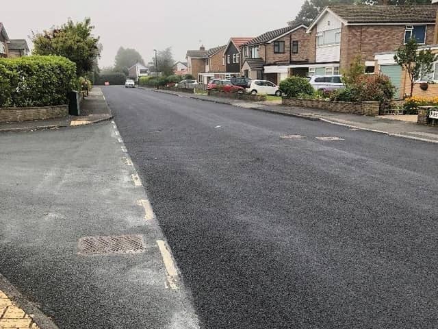 A recently surface-dressed residential estate road in Harrogate