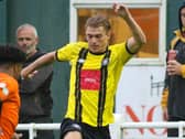 Charlie Wakefield in action for Harrogate Town at Brighouse Town. Picture: Matt Kirkham
