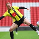 Harrogate Town striker Mark Beck looks to bring the ball under his spell during Saturday's pre-season clash with Sunderland at the Stadium of Light. Pictures: Matt Kirkham