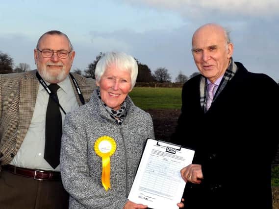 North Yorkshire County Council's Liberal Democrats group leader Coun Geoff Webber and Harrogate Lib Dem leader Coun Pat Marsh with Vince Cable, party leader from 2017-19.