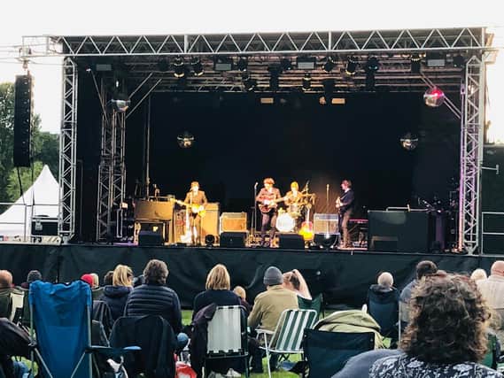 Live music returned to the Harrogate district last night with a show by The Bootleg Beatles, who are pictured here outdoors at Ripley Castle.