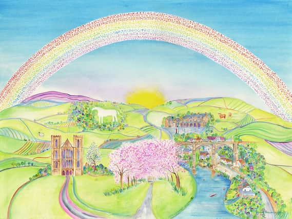 Anita Bowerman's special painting to honour Harrogate-based home care home staff business looking after people in their homes in North Yorkshire including Knaresborough and Ripon.