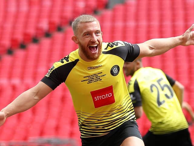 George Thomson scored one and set up another in Harrogate Town's National League play-off final triumph at Wembley. Pictures: Matt Kirkham