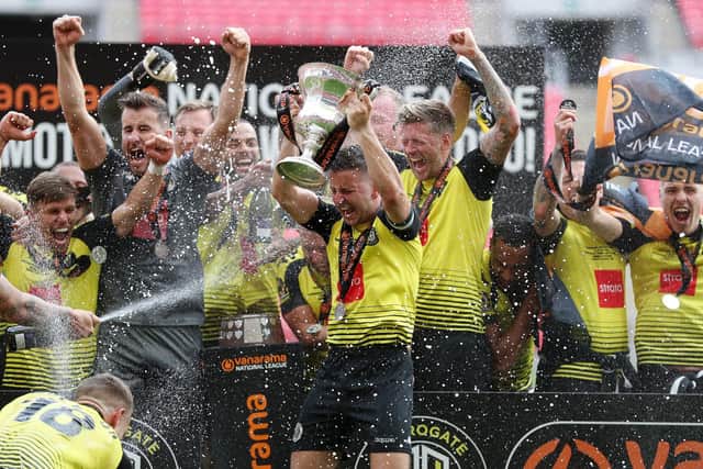 It is just over a month since Harrogate Town beat Notts County to win the National League play-off final at Wembley. Picture: Getty Images