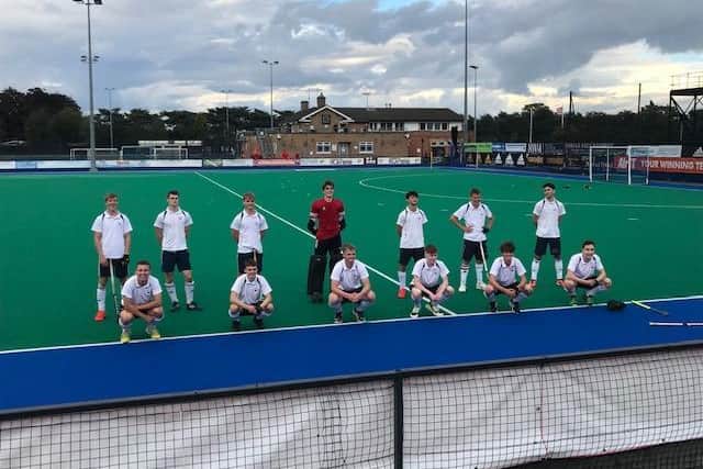 Harrogate Hockey Club's under-18s boys team line-up before their National Championship final clash with Bath Buccaneers.