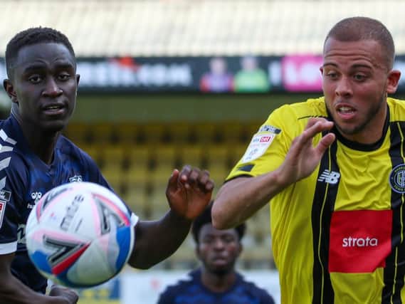 Aaron Martin in action for Harrogate Town at Southend United. Pictures: Matt Kirkham