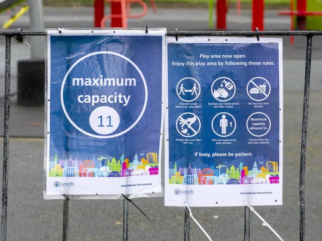 19 August 2020 .....    Bramley Park playground, one of only seven in the city to have now reopened following coronavirus closures. . Picture Tony Johnson
