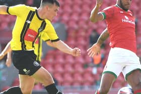 Ryan Fallowfield in action during Harrogate Town's 2-2 draw with Walsall at the Keepmoat Stadium. Pictures: Getty Images