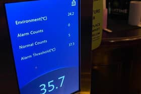 An example of the new contactless wrist temperature readers which are reportedly causing quite excitement from customers in Harrogate.