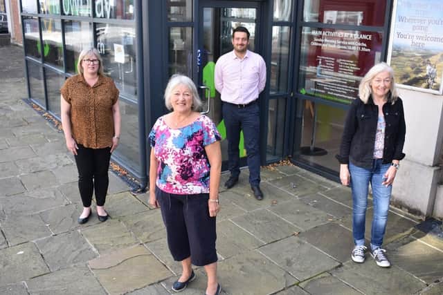 L-R: Suzanne Bowyer, chief executive of Ripon House, Harrogate Foodbank project manager Linda Macrow, Lewis Stokes of The Banks Group and parish administrator Carol Raw.