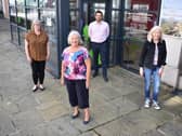 L-R: Suzanne Bowyer, chief executive of Ripon House, Harrogate Foodbank project manager Linda Macrow, Lewis Stokes of The Banks Group and parish administrator Carol Raw.
